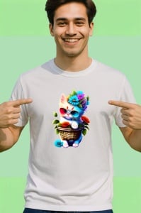 Tricou Pisicuta in cos cu ochelari de soare si flori Copii | Dama | Barbat - Img 2