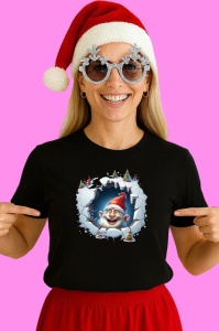 Tricou Pitic Craciun Cu Fundal Alb Si Braduti Craciun, din bumbac 100% Copii | Dama | Barbat