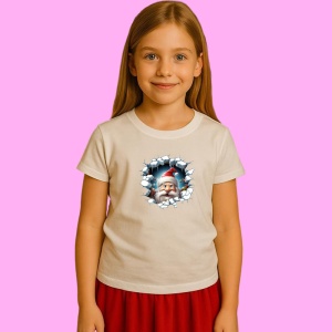 Tricou Pitic Craciun Cu Fundal Alb Si Fulgi De Nea, din bumbac 100% Copii | Dama | Barbat