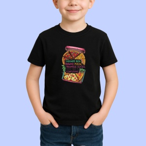 Tricou Pizza Confusing Shape Design, Copii | Dama | Barbat, culoare negru - Img 2