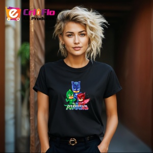 Tricou pj masks supereroi copii care lupta cu raufacatorii pe timp de noapte, Copii | Dama | Barbat , tricou negru - Img 4