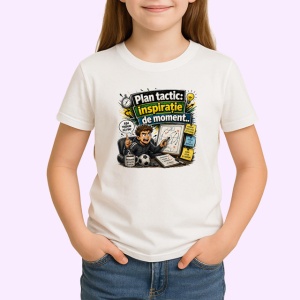 Tricou Plan Tactic Inspiratie De Moment Antrenor, din bumbac 100% , tricou alb pentru Copii | Dama | Barbat