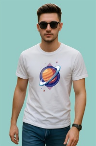 Tricou Planeta Saturn Stil Poligonal, Copii | Dama | Barbat - Img 2