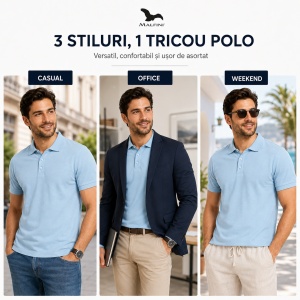 Tricou Polo Bărbat din Bumbac 100%, tip Tommy Casual, Regular Fit, Mărimi S - 3XL, 12 Culori - Img 7