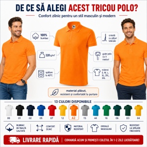 Tricou Polo Bărbați Malfini Cotton Heavy 215, 100% Bumbac, 220 g/m², Guler Polo, Mărimi S-3XL, 13 Culori - Img 2