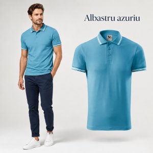Tricou Polo Bărbați Malfini cu Dungi la Guler și Manșete, Tip Tommy, 65% Bumbac, 200 g/m², 19 Culori, Mărimi S–3XL - Img 12