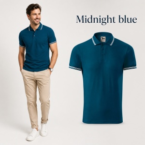 Tricou Polo Bărbați Malfini cu Dungi la Guler și Manșete, Tip Tommy, 65% Bumbac, 200 g/m², 19 Culori, Mărimi S–3XL - Img 22
