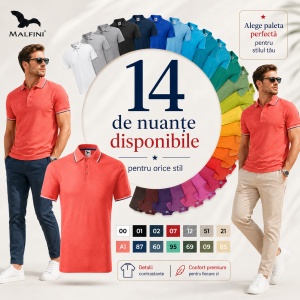Tricou polo bărbați Malfini Premium, model Focus 232, material plăcut și rezistent, 65% bumbac, 35% poliester, ideal casual și office - Img 6