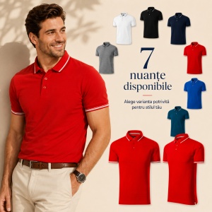 Tricou Polo Bărbați Malfini Premium Perfection Plain, 95% Bumbac, 5% Elastan, Slim Fit, 200 g/m², Guler Contrast - Img 6