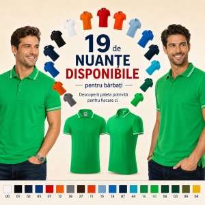 Tricou Polo Bărbați Malfini Urban 219, cu Dungi la Guler, Tip Tommy, 65% Bumbac, 200 g/m², 19 Culori, Mărimi S–3XL
