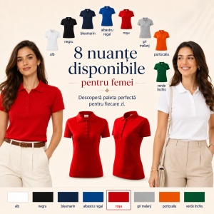 Tricou polo cambrat Femei | 8 culori disponibile - R23