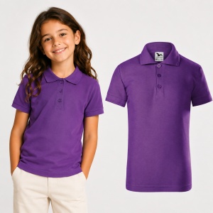 Tricou polo copii, fete și băieți, 65% bumbac, 200 g/m², mărimi 4–12 ani - Img 16