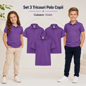 Tricou Polo Copii - Set de 3 Bucăți tricouri polo copii fete si baieti - Img 12