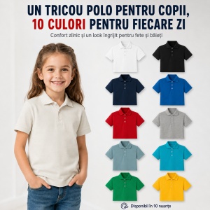 Tricou Polo Copii Tip Tommy – Cu Guler, Calitate Premium, pentru Școală, Băieți și Fete - Img 8