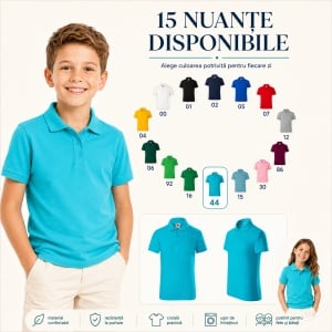 Tricou Polo Copii Tip Tommy, cu Guler, pentru Școală, Fete și Băieți, 4–12 Ani - Img 10