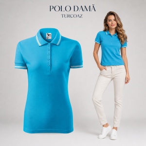 Tricou Polo Damă cu dungi la guler, bumbac 65%, marimi XS - 2XL - 19 nuanțe - Img 26