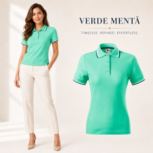 Tricou polo damă | guler cu dungi | cambrat slim fit 14 culori disponibile -233 - Img 12