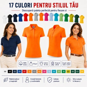 Tricou Polo Damă Malfini 213 Cotton, 100% Bumbac, 170 g/m², Guler Raiat, 5 Nasturi, Croială Cambrată, 17 Culori, XS–2XL - Img 6