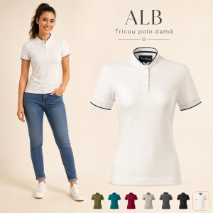 Tricou Polo Damă Malfini Diamond 274 – 100% Bumbac, 215 g/m², Guler Tip Bomber, Croială Cambrată - Img 12