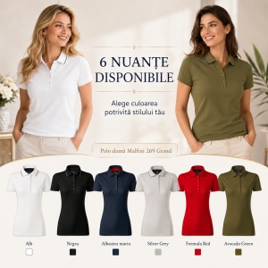Tricou Polo Damă Malfini Premium 269 Grand, 100% Bumbac Mercerizat, Croială Cambrată, 160 g/m², XS 2XL, 6 Culori