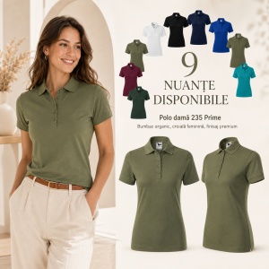Tricou Polo Damă Malfini Prime GOTS 235 – 100% Bumbac Organic, 200 g/m², Croială Cambrată - Img 10