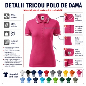 Tricou Polo Damă Malfini Urban 220 – 19 Culori, XS–2XL - Img 5