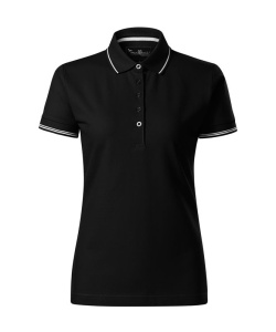 Tricou polo femei cu o dunga la guler de culoare negru