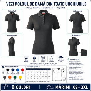 Tricou Polo Damă Rimeck Resist Heavy Polo R21 – 100% Bumbac, 200 g/m², Croială Cambrată - Img 7