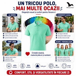 Tricou Polo Pique Bărbați Malfini – Casual & Office, 38 Culori,65% Bumbac S-5XL - Img 8