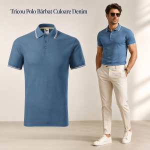 Tricou Polo Pique Bărbați tip Tommy | Guler cu Dungi | 14 Culori Disponibile- 232 - Img 20