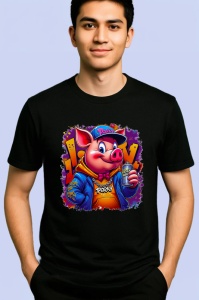 Tricou Porky Pig urban style cu hanorac si text funky Copii | Dama | Barbat Barbat - Img 5