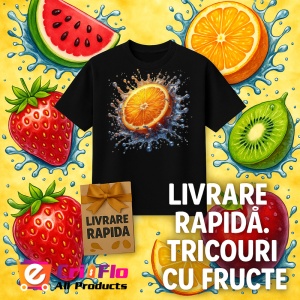 Tricou Portocala si explozie de culoare, Fructe, Copii | Dama, culoare negru - Img 12