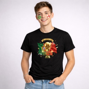 Tricou Portugal World Cup 2026 Fifa V2, din bumbac 100%, tricou negru, Copii | Dama | Barbat
