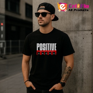 Tricou Positive Energy Text, din bumbac 100%, tricou negru, Dama | Barbat - Img 4
