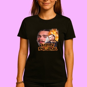 Tricou Post Malone - Flames Style, muzica RAP, Dama | Barbat | Copii, Culoare Negru