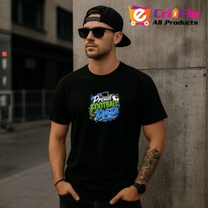 Tricou Proud Football Dad Minge Fotbal Albastru V1, din bumbac 100%, tricou negru Copii | Dama | Barbat - Img 5