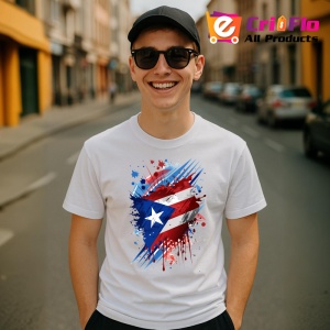 Tricou Puerto Rico Steag Splash Art, Copii | Dama | Barbat - Img 7