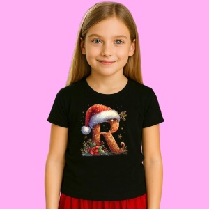 Tricou R Litere Alfabet Craciun Impodobite Cu Decoratiuni, din bumbac 100% Copii | Dama | Barbat