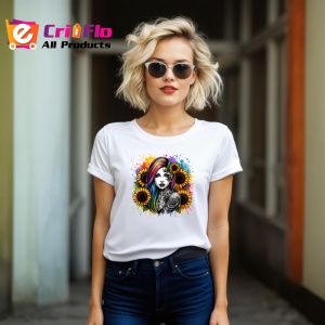 Tricou rainbow hair girl skull tattoo, fata cu par curcubeu si tatuaj craniu, Copii | Dama | Barbat - Img 11