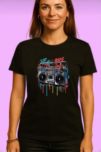 Tricou Rap House Casetofon Urban, Copii | Dama | Barbat, culoare negru