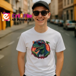 Tricou Raptor cool cu frunze si ochelari stil retro Copii | Dama | Barbat - Img 5