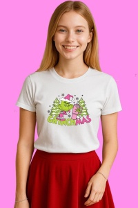 Tricou Retro Grinchmas Boojee Grinch, din bumbac 100%, tricou alb, Copii | Dama | Barbat - Img 2