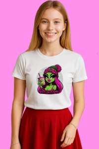 Tricou Retro Pink Christmas Grinch Squad Digital Cricut, din bumbac 100%, tricou alb, Copii | Dama | Barbat - Img 4