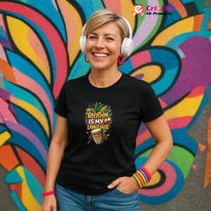 Tricou Rhythm Is My Language Tobe Africane, Copii | Dama | Barbat, culoare negru - Img 12