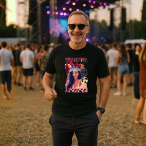 Tricou Rihanna - Galaxy Look, muzica Pop, Dama | Barbat | Copii, Culoare Negru - Img 9