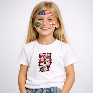 Tricou Robert Lewandowski Poland World Cup Fifa 2026 V4, din bumbac 100%, tricou alb, Copii | Dama | Barbat