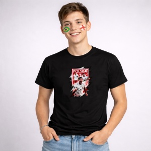 Tricou Robert Lewandowski Poland World Cup Fifa 2026 V4, din bumbac 100%, tricou negru, Copii | Dama | Barbat - Img 2
