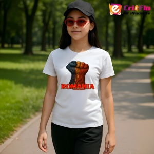 Tricou Romania pumn dreptate cu text |Colectia Tricouri Romania