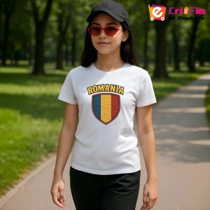 Tricou Romania scut tricolor |Colectia Tricouri Romania