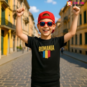 Tricou Romania tricolor old cu text Negru |Colectia Tricouri Romania - Img 2